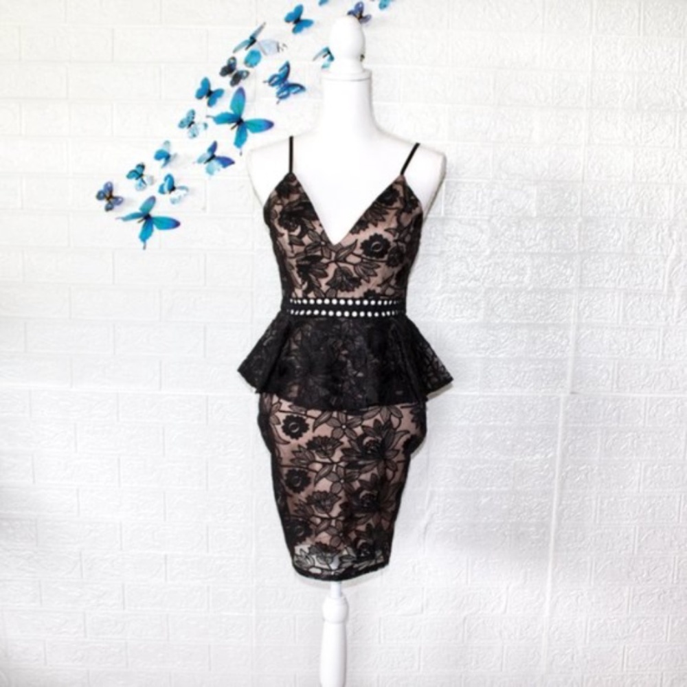 Shop 17 bodycon nude lace dress vneck